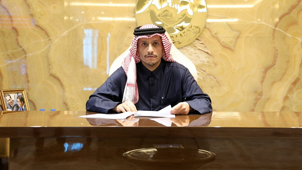 Deputy Prime Minister and Minister of Foreign Affairs H E Sheikh Mohammed bin Abdulrahman Al Thani addressing the Special High-Level Event of the General Assembly and ECOSOC: Doha Program of Action as an accelerator of the implementation of the 2030 Agenda.
