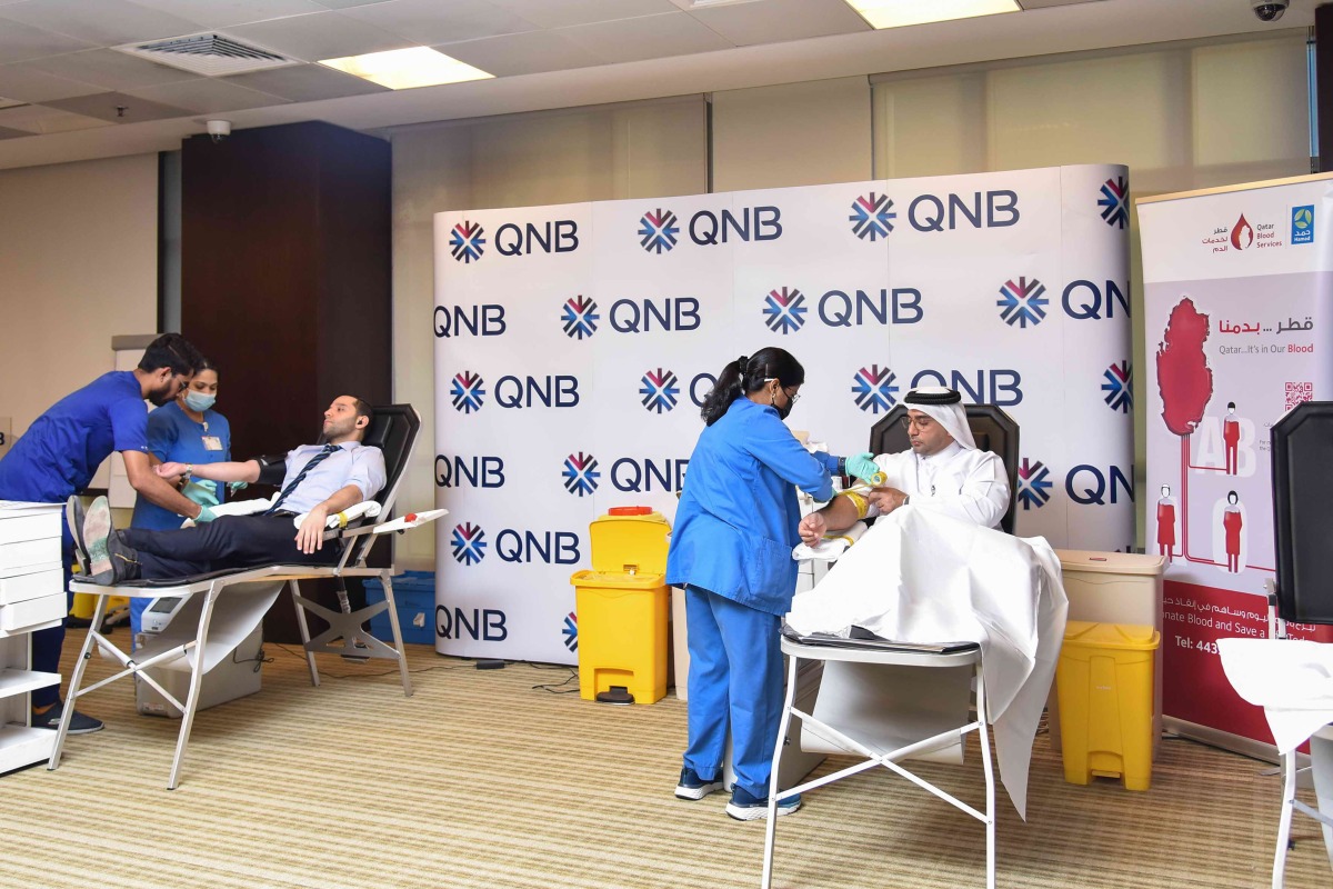 The QNB blodd donation campaign held at QNB Mathaf Tower building.
