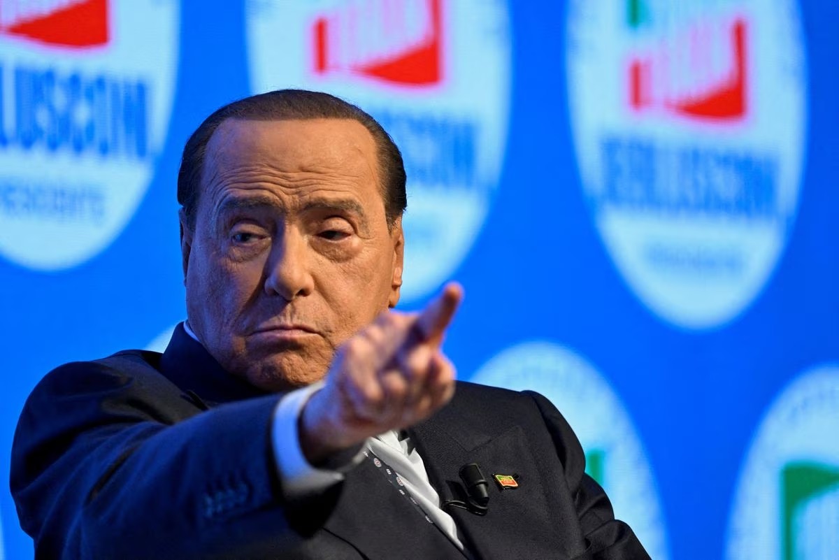 Former Italian prime minister Silvio Berlusconi during a campaign rally ahead of the general election, in Milan, Italy, September 23, 2022. (REUTERS/Flavio Lo Scalzo)