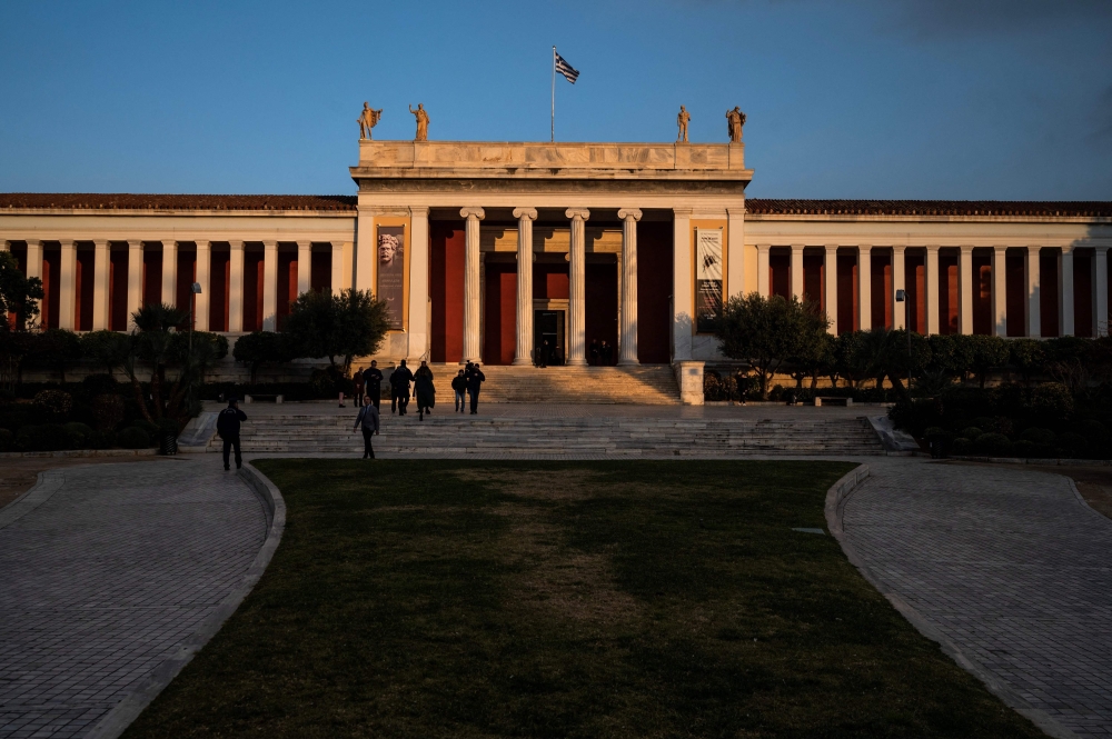 This picture taken on February 15, 2023 shows the National Archaeological Museum in Athens. (Photo by Angelos Tzortzinis / AFP)