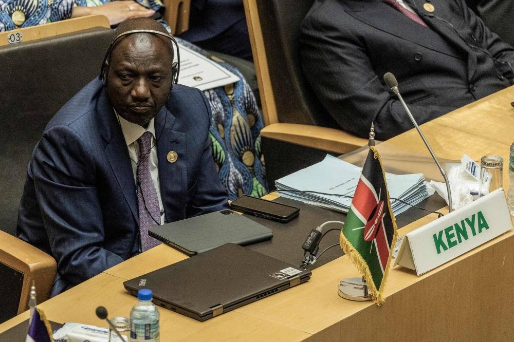 Kenyan President William Ruto looks on during the 36th Ordinary Session of the Assembly of the African Union (AU) at the Africa Union headquarters in Addis Ababa on February 18, 2023. (Photo by Amanuel Sileshi / AFP)