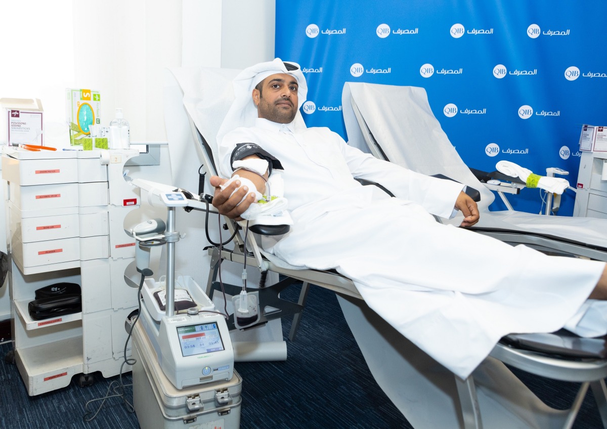 QIB’s blood donation campaign taking place at the bank's headquarters.