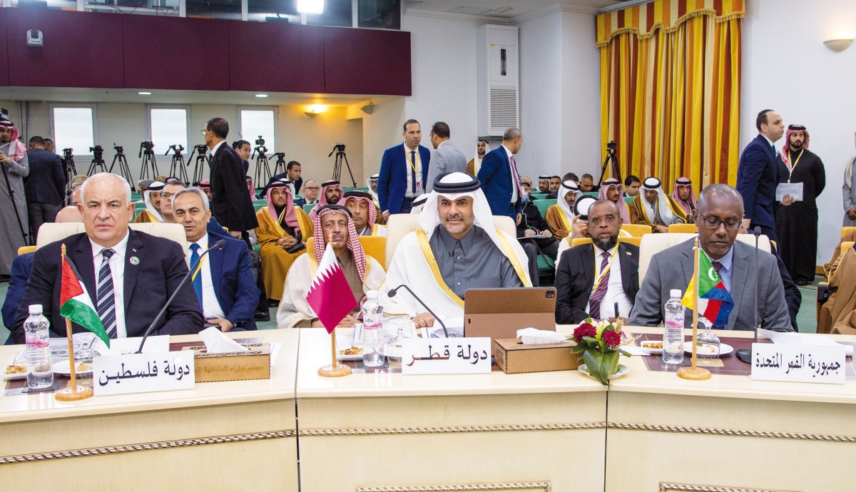 Prime Minister and Minister of Interior H E Sheikh Khalid bin Khalifa bin Abdulaziz Al Thani participating in the 40th session of Arab Interior Ministers Council in Tunis, Tunisia, yesterday.
