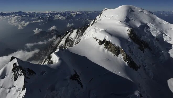 An aerial picture shows the Mont-Blanc, in the French Alps. File photo / AFP