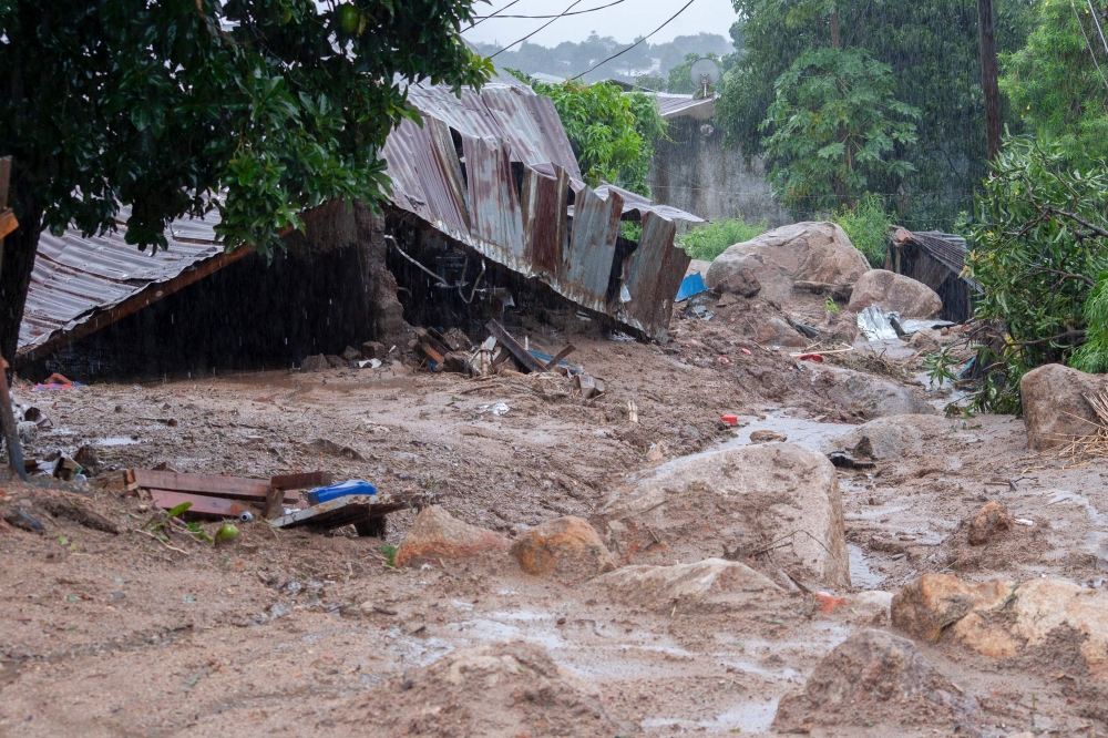 A general view of washed away structures in Blantyre on March 14, 2023, caused by heavy rains following cyclone Freddy's landfall. (Photo by Amos Gumulira / AFP)