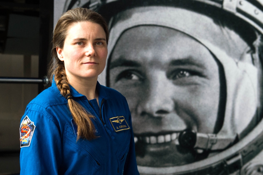 Russian cosmonaut Anna Kikina, NASA's SpaceX Crew-5 member who recently returned to Earth after a five-month mission aboard the International Space Station (ISS), gives a press conference at the Gagarin cosmonauts' Training Centre in Star City outside Moscow on March 23, 2023. (Photo by Andrey Shelepin / Gagarin Cosmonaut Training Center / AFP) 