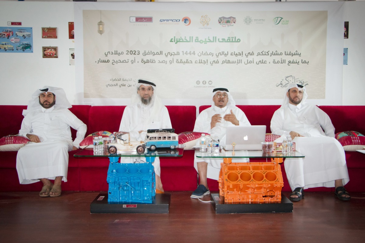 Head of A Flower Each Spring programme Dr. Saif bin Ali Al Hajri speaking at fourth symposium of the Green Tent.