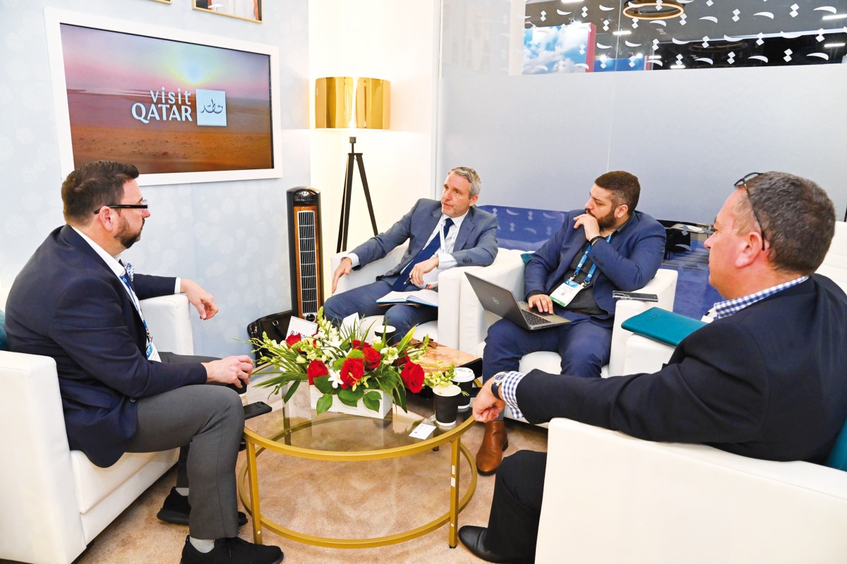 Officials at Qatar Tourism’s pavilion at the 2023 Seatrade Cruise Global.