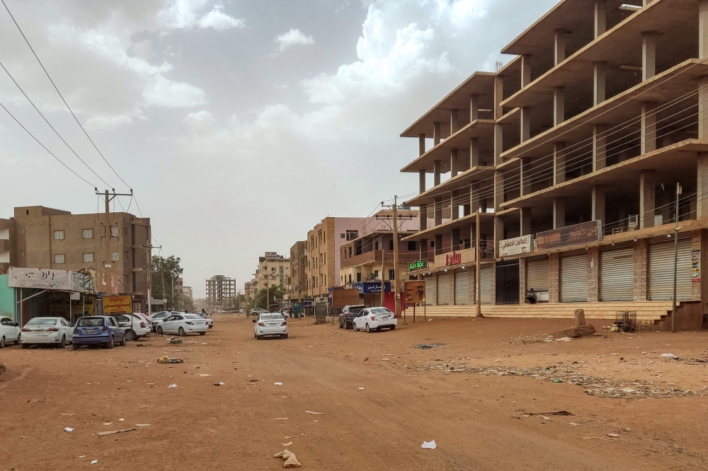 Closed shops are pictured in the south of Khartoum on April 24, 2023 as battles rage in the Sudanese capital between the army and paramilitaries. (Photo by AFP)