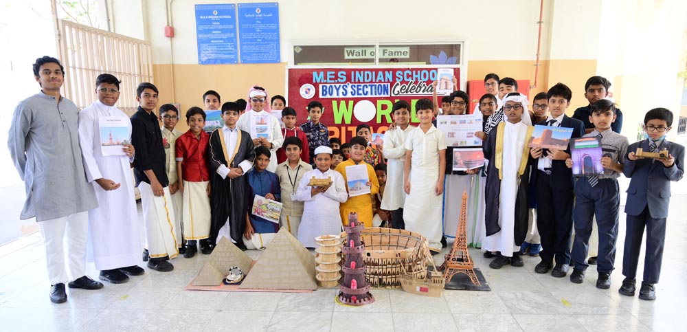 MES Indian School students during a World Heritage Day activity. 