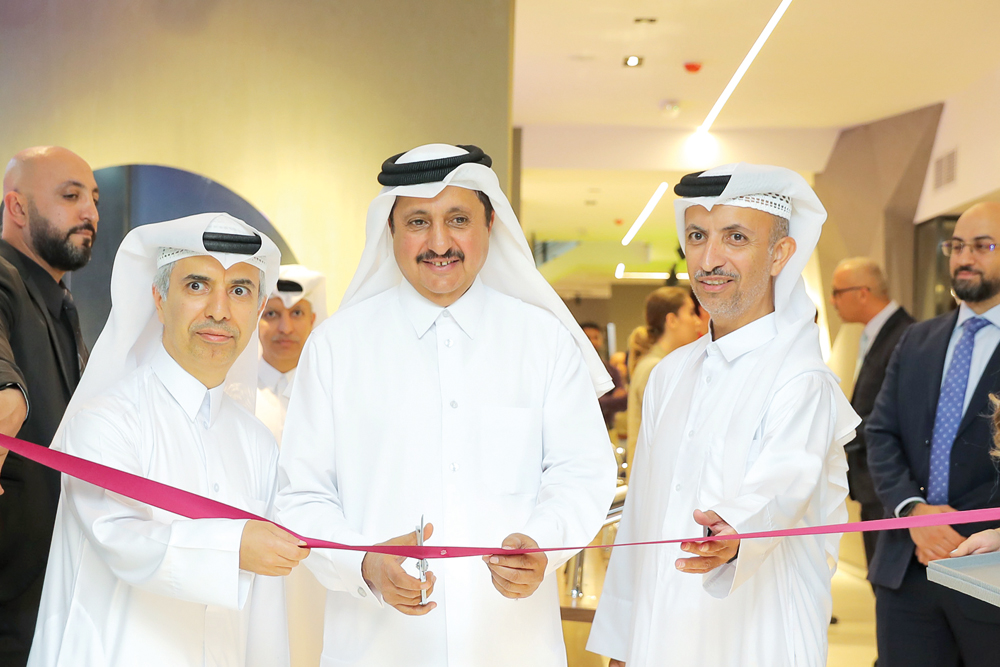 Qatar Chamber Chairman Sheikh Khalifa bin Jassim Al Thani with other officials during the inauguration of new Al Jabor trading showroom.