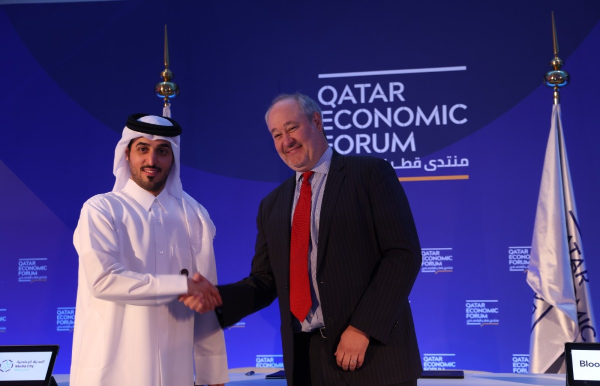 CEO of Media City Qatar, Sheikh Ali bin Abdullah bin Khalifa Al-Thani, and CEO of Bloomberg Media, M. Scott Havens. 