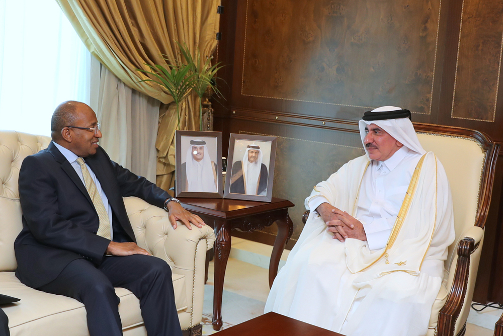 Minister of Transport H E Jassim Saif Ahmed Al Sulaiti with President of Zanzibar H E Dr. Hussein Ali Mwinyi during the meeting.
