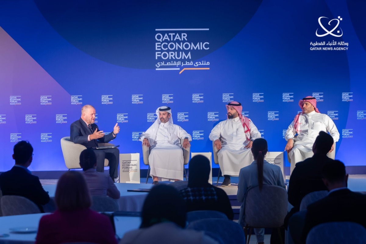 Panellists participating in the panel discussion titled 'GCC Entrepreneurs: Middle Eastern Unicorns' on the third of Qatar Economic Forum, yesterday.
