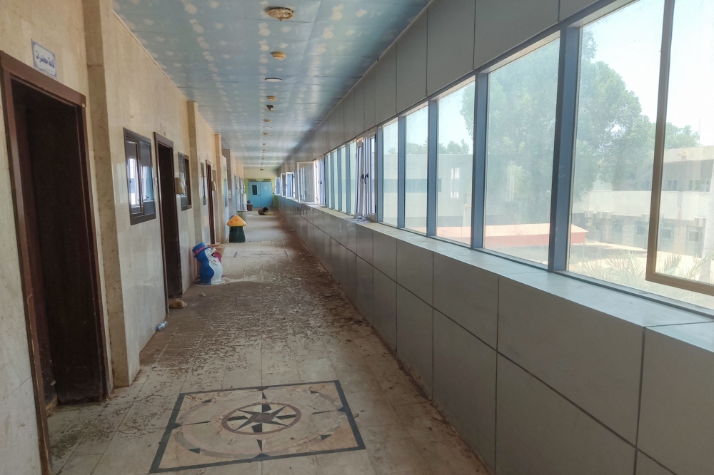 A picture shows an empty hallway at Soba University Hospital in southern Khartoum, on June 3, 2023. (Photo by AFP)
