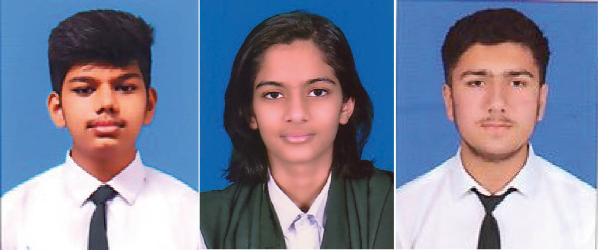 First three position holders (from left) Abdur Rehman Javaid, Dua Amir, and Abdul Rafay Noor Tahir