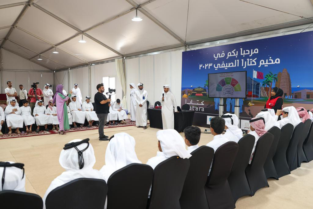 Katara General Manager, Prof. Dr. Khalid bin Ibrahim Al Sulaiti speaking to participants during the camp.