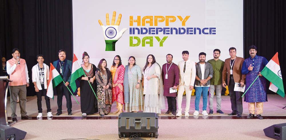 Members of Doha Music Lovers Group with artists and guests during the event.