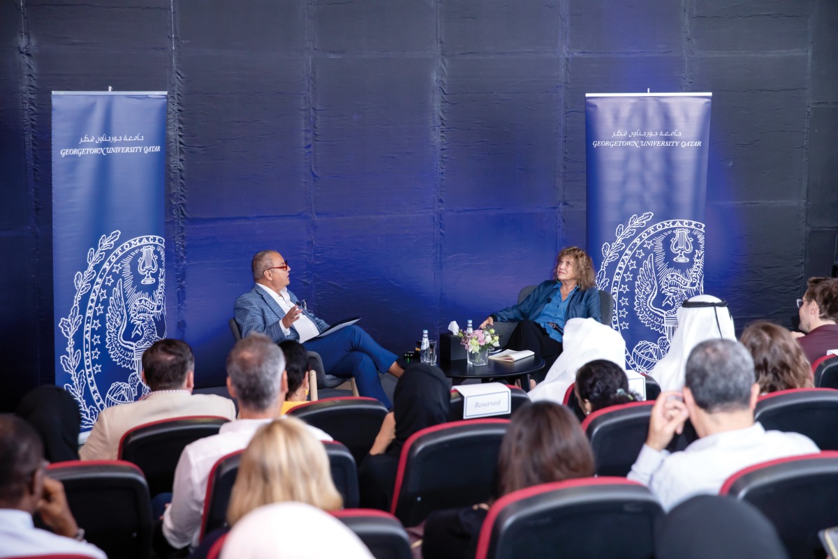 Dean of GU-Q Dr. Safwan Masri and Professor Carol Becker during the discussion. 