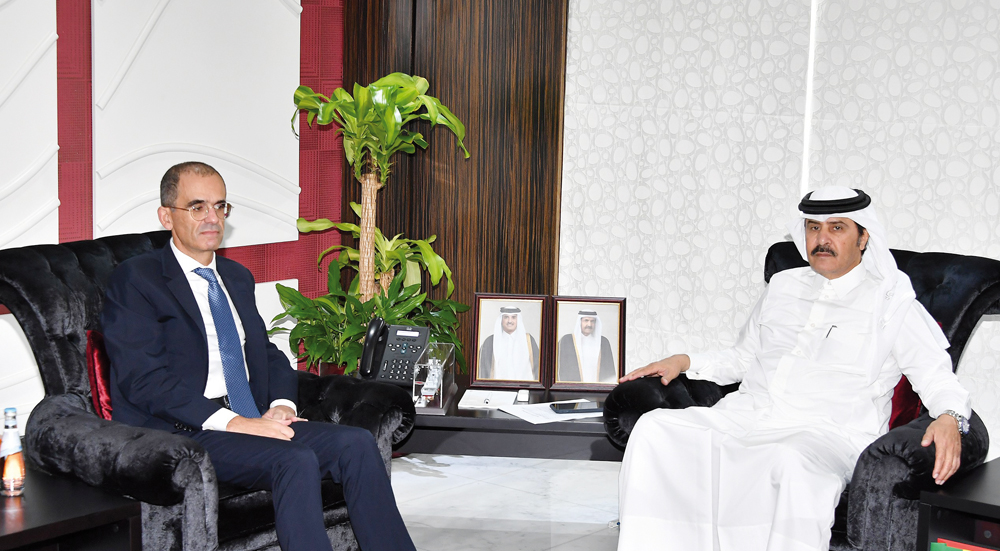 QC Second Vice-Chairman Rashid bin Hamad Al Athba and the Ambassador of the Republic of Portugal to Qatar H E Paulo Neves Pocinho during the meeting.
