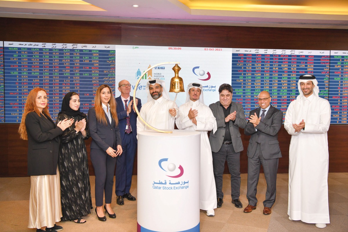 Officials during the bell-ringing ceremony as part of its participation in the World Investor Week, yesterday.