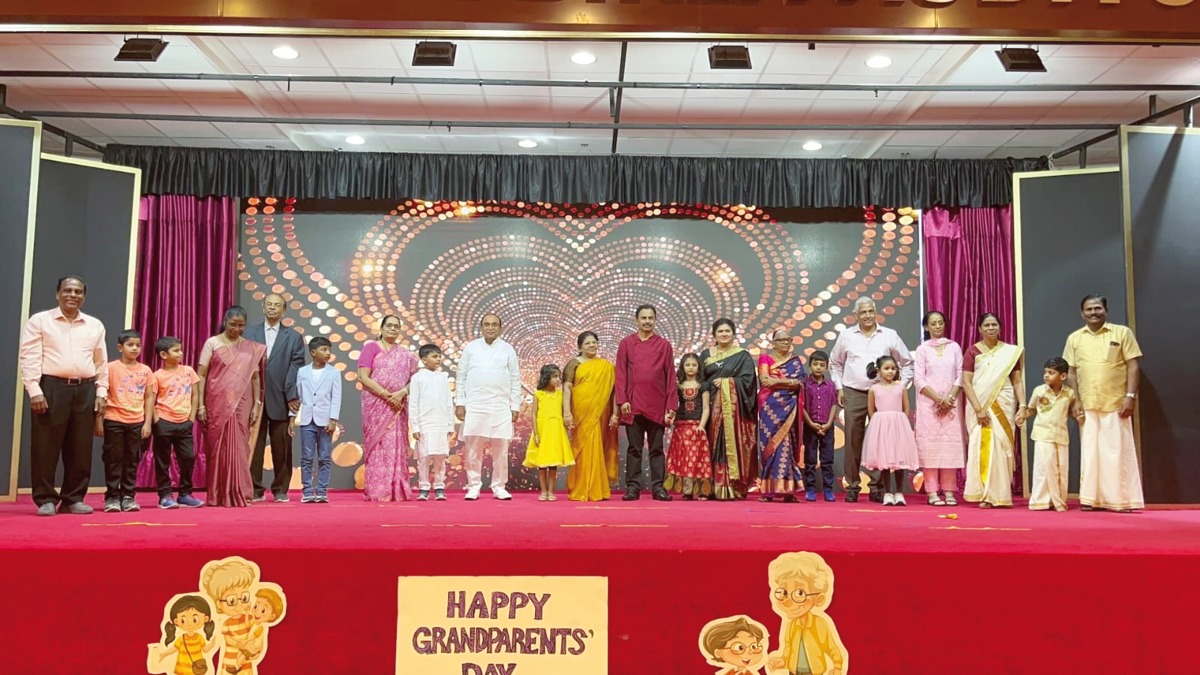 Students of Birla Public School with their grandparents in an event to mark Grandparents Day.