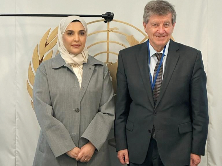 NHRC ChairMaryam bint Abdullah Al Attiyah with UN Under-Secretary-General for Policy Guy Ryder in New York.
