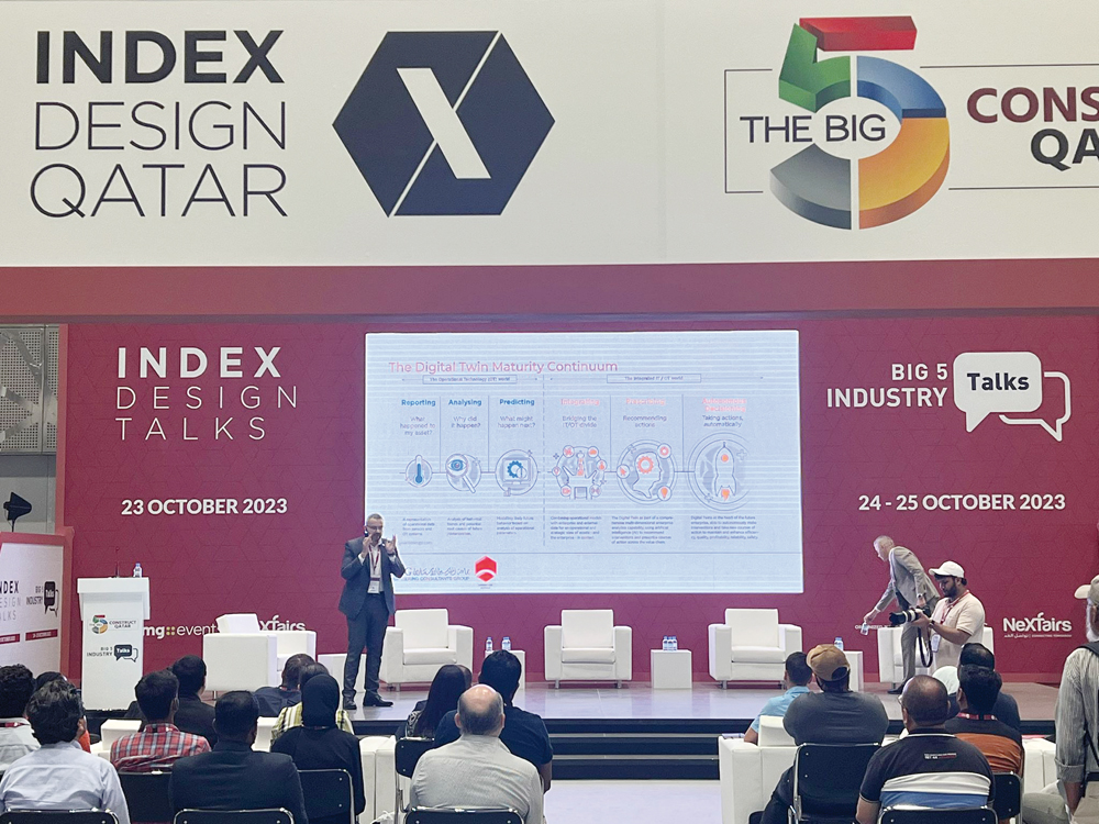 An official delivering a lecture during the Index Design Talk event at the DECC.