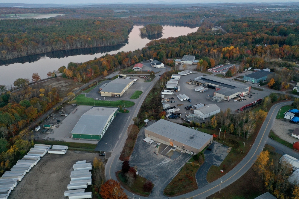 An aerial view, the Maine Recycling Center building (top right) is seen near where Robert Card was found dead on October 27, 2023 in Lewiston, Maine. Joe Raedle/Getty Images/AFP 