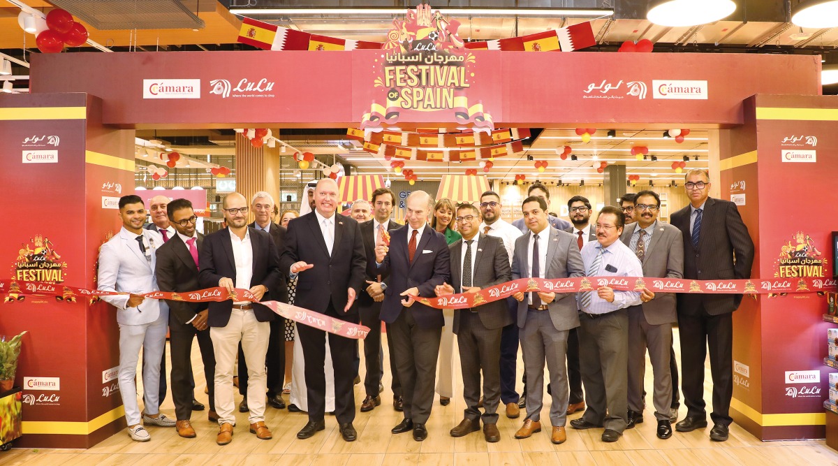 Ambassador of Spain to Qatar H E Javier Carbajosa Sanchez (centre) with Lulu officials inaugurating the ‘Festival of Spain’ promotion at the Lulu outlet in The Pearl-Qatar.