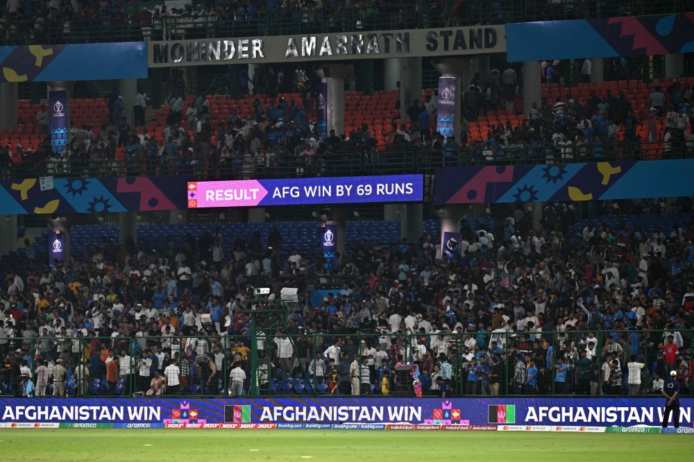 Arun Jaitley Stadium in New Delhi on October 15, 2023. (Photo by Money SHARMA / AFP)