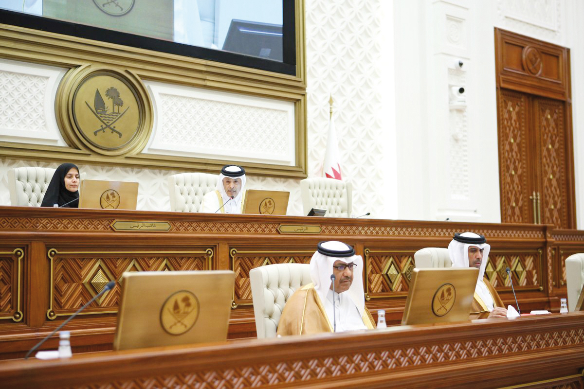 Shura Council Speaker H E Hassan bin Abdullah Al Ghanim chairs the weekly session of the Council, yesterday.