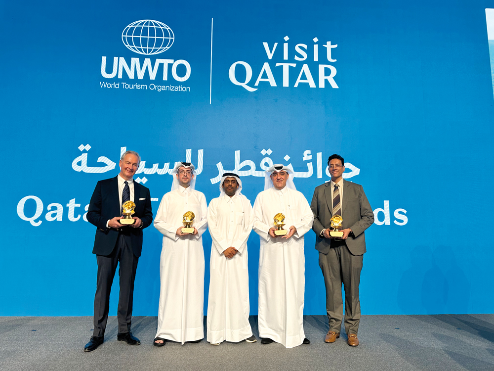  Qatar Tourism and Msheireb Properties officials during the Qatar Tourism Awards ceremony.