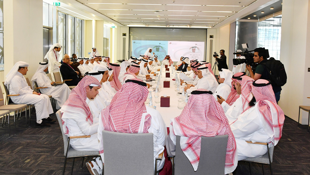 Officials during the Qatari-Saudi Business Council meeting.