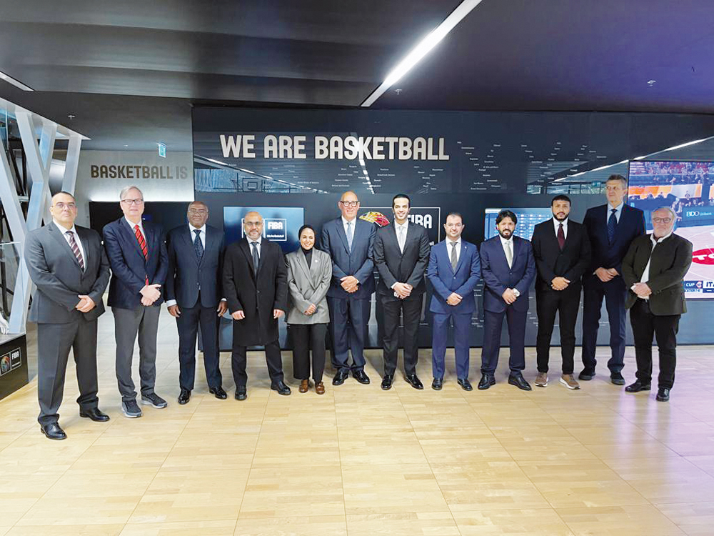 Officials of FIBA and QOC delegation pose for a group photo on the sidelines of the meeting. 
