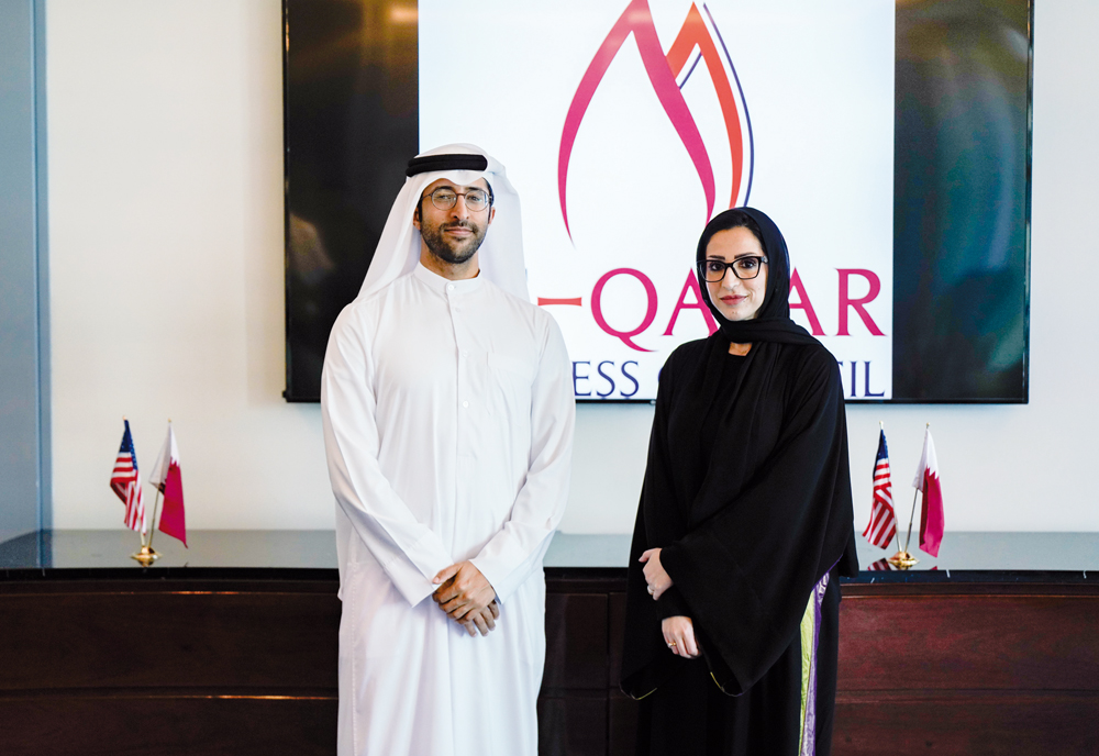 MoCI Assistant Undersecretary for Industry and Business Development H E Saleh Al Khulaifi and USQBC Managing Director Sheikha Mayes Al Thani during the event. 