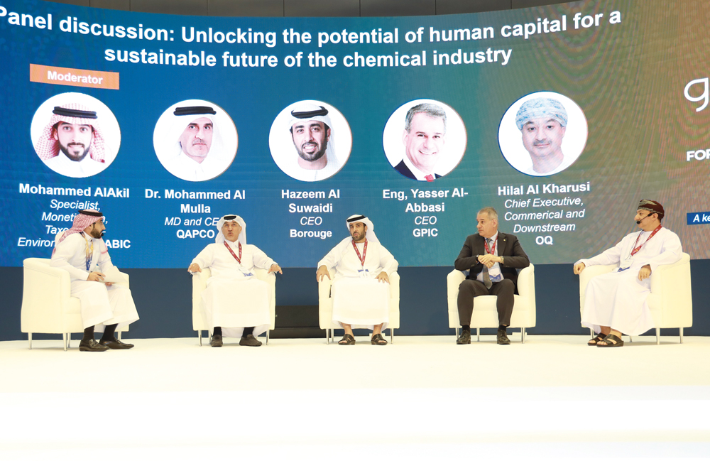 Officials during the panel discussion at the 2nd edition of the Gulf Petrochemicals and Chemicals Association Youth Forum held, recently.