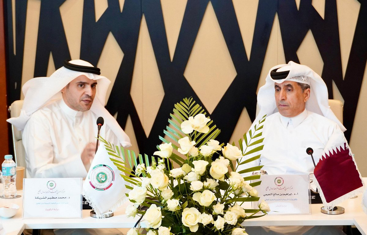 Director of GASERC Dr. Mohammed Al Sharija (left) and Undersecretary of the Ministry of Education and Higher Education Dr. Ibrahim bin Saleh Al Nuaimi during the meeting. 