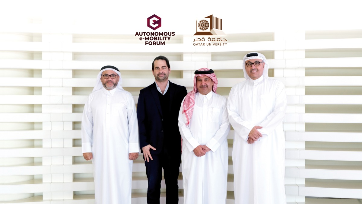 Dean of QU College of Engineering Dr. Khalid Kamal Naji (second right) with other officials. 