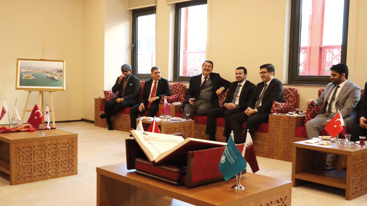 QatarDebate Centre and Ibn Haldun University officials during the opening ceremony.