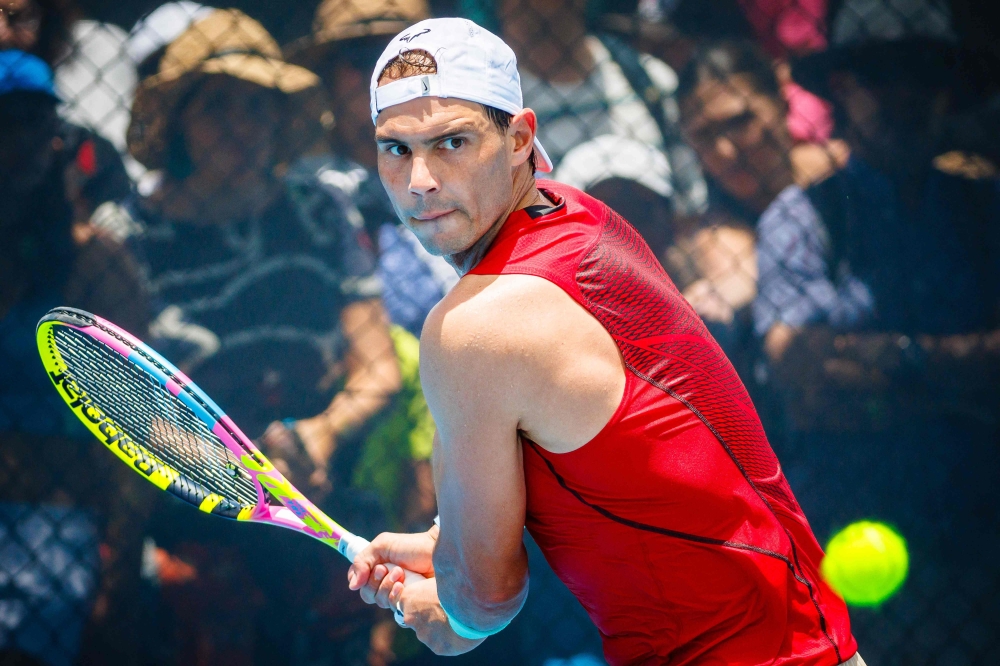 Spain's Rafael Nadal attends a training session ahead of the Brisbane International tennis tournament in Brisbane on December 31, 2023. Photo by Patrick HAMILTON / AFP