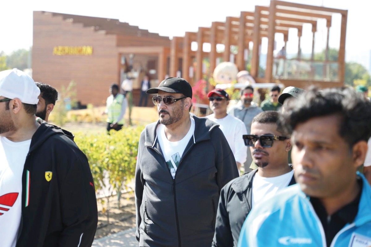 NCSA President H E Engineer Abdulrahman bin Ali Al Farahid Al Malki (centre) and others take park in a Sport Day event. 