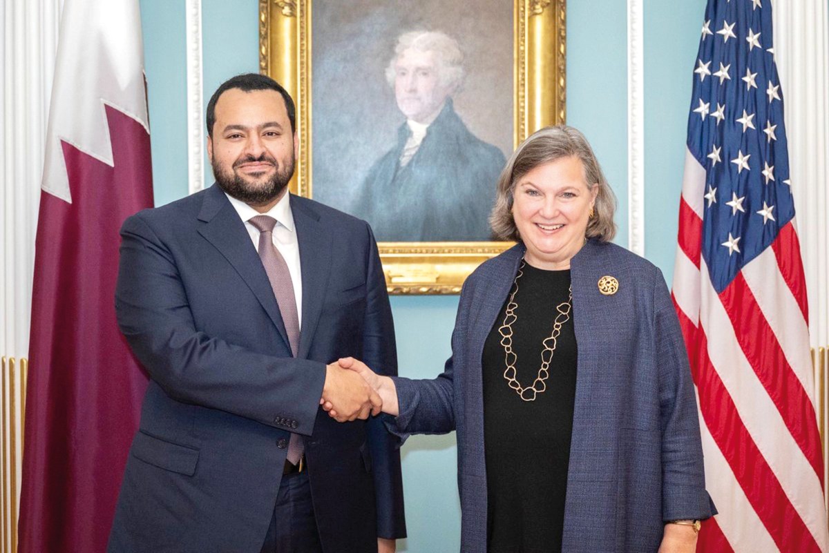 Minister of State for Foreign Affairs H E Dr. Mohammed bin Abdulaziz bin Saleh Al Khulaifi meeting with US Under Secretary of State for Political Affairs H E Victoria Nuland.

