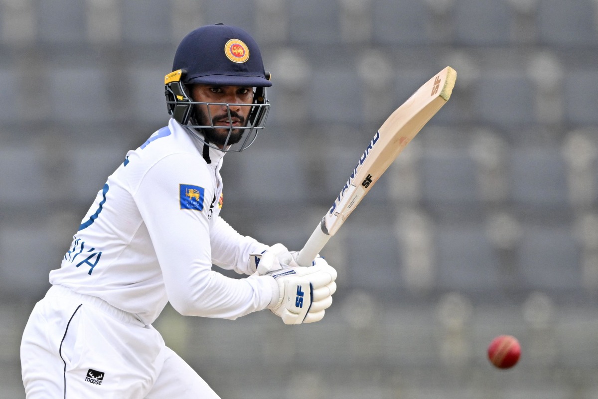 Sri Lanka's Dhananjaya de Silva plays a shot during the third day of the first Test cricket match between Bangladesh and Sri Lanka at the Sylhet International cricket Stadium in Sylhet on March 24, 2024. (Photo by MUNIR UZ ZAMAN / AFP)