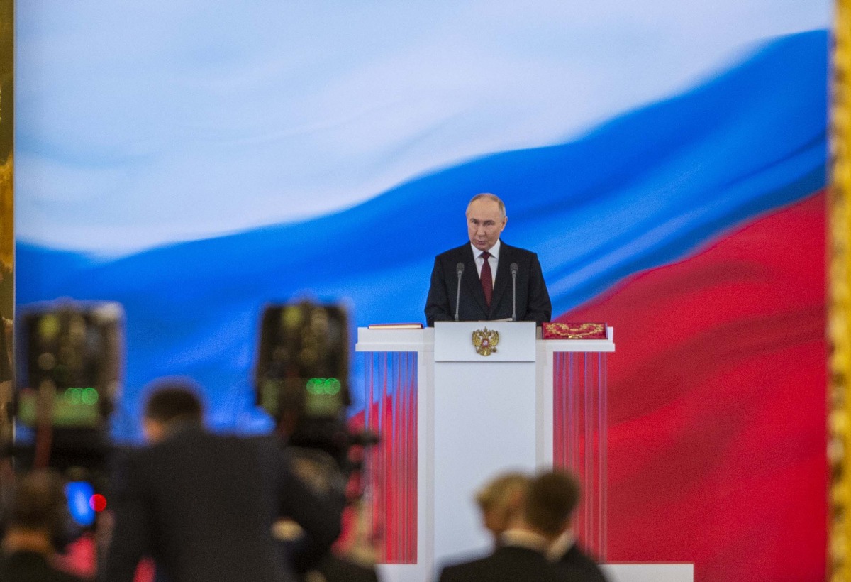 Vladimir Putin gives a speech during an inauguration ceremony at the Kremlin in Moscow, Russia, May 7, 2024. (Xinhua/Cao Yang)