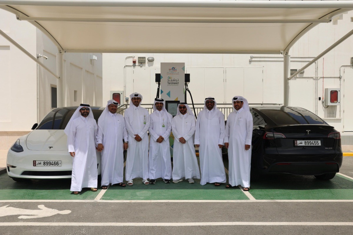 Officials at the recently installed electric vehicle (EV) charging station at Shura Council headquarters