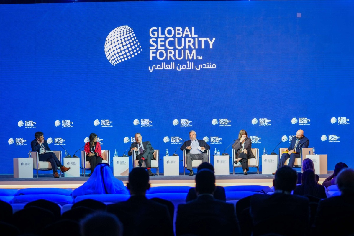 From left: Moderator Mark Mazzetti, New York Times; Diana Buttu, Lawyer and Legal Analyst, Former spokesperson for the Palestine Liberation Organization; Gideon Levy, Columnist and Member of Editorial Board, Haaretz; Rami Khouri, Director of Global Engagement, American University of Beirut; Mariam Shahin, Writer and Filmmaker, Director of ‘Looting the Holy Land’ and ‘Gaza Fixer 2’ and Jonathan Lord, Senior Fellow and Director Middle East Security Program Center for a New American Security