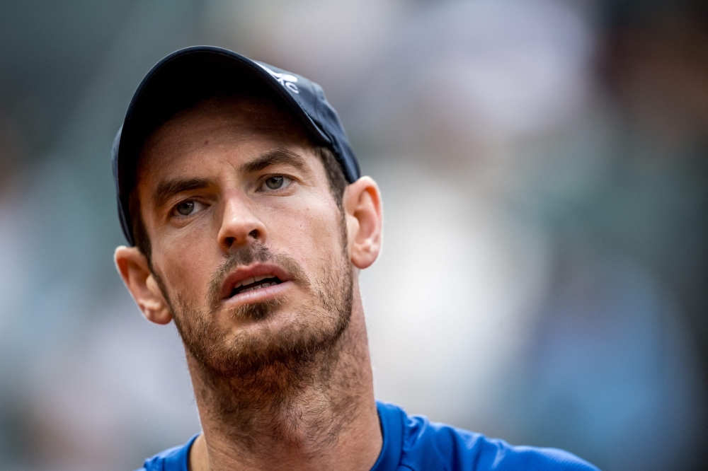 Britain's Andy Murray reacts during his match against Germany's Yannick Hanfmann at the ATP 250 Geneva Open tennis tournament, in Geneva, on May 20, 2024. (Photo by Fabrice COFFRINI / AFP)