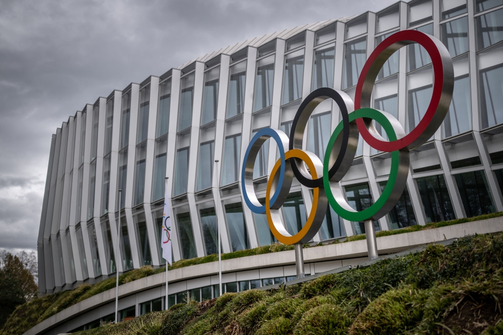 (Files) This general view shows the headquarters of International Olympic Committee. (Photo by Fabrice Coffrini / AFP)