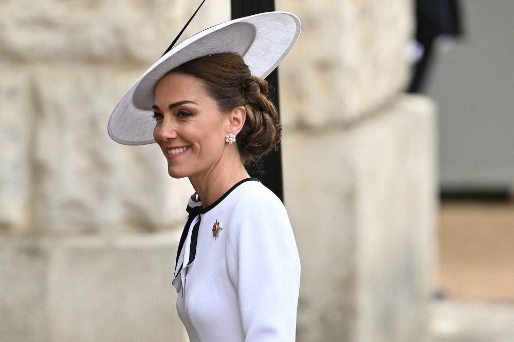 Britain's Catherine, Princess of Wales, arrives to Horse Guards Parade for the King's Birthday Parade 